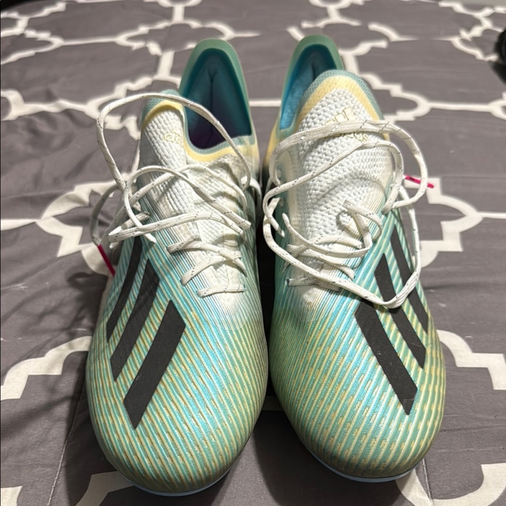 Adidas Aqua and White Soccer Cleats